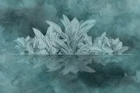 Листья на зеленом фоне