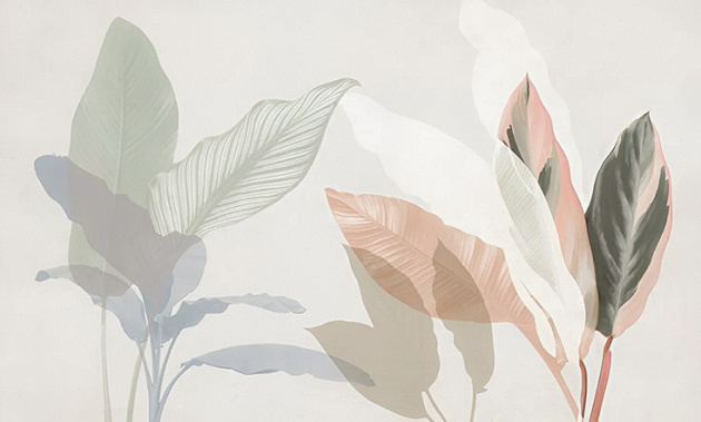 Тропические листья акварель