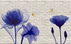 Фиолетовые цветы на стене