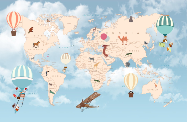 Карта с шарами и животными
