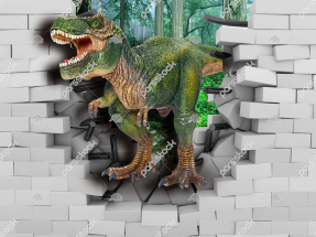 Динозавр в кирпичной стене